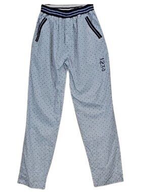 Men's XXL Light Blue Star Print Sleep Lounge Pants Navy Striped Elastic Waist